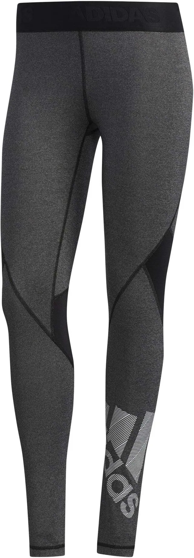 Damleggings adidas alphaskin lång ljungad badge grå s