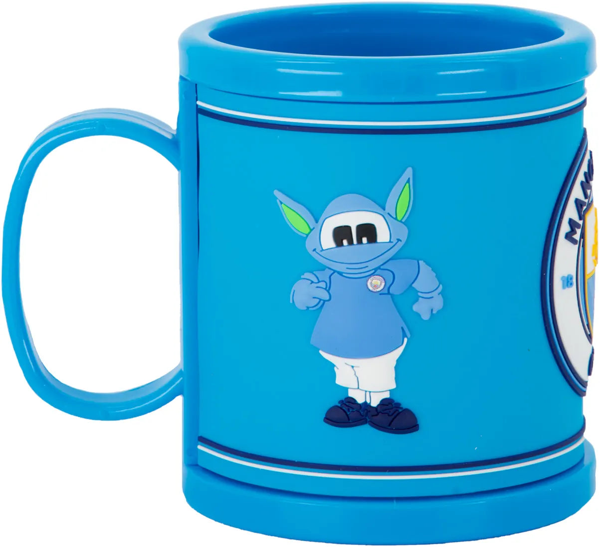 Man City Jr Mcfc Fw Mascot Plastic Mug Blue