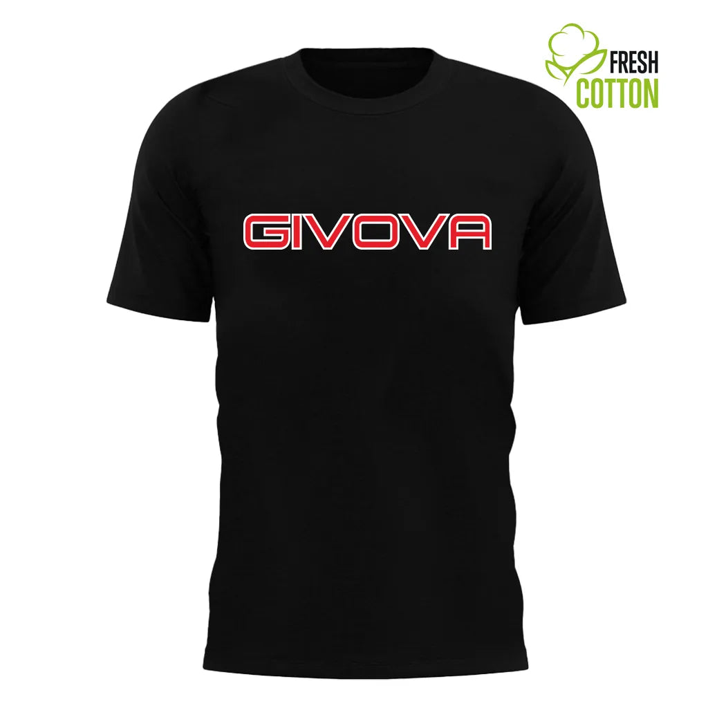 Cotton t-hirt givova pot black - S