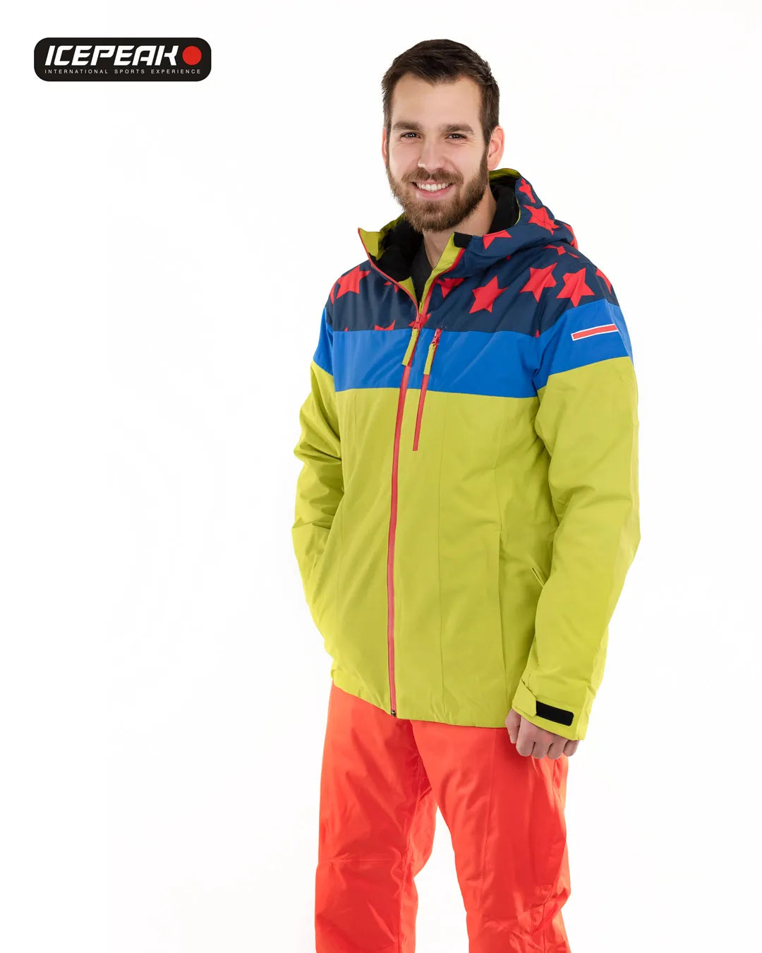 Jaqueta de esqui masculina icepeak centertown jaqueta amassada amarela l