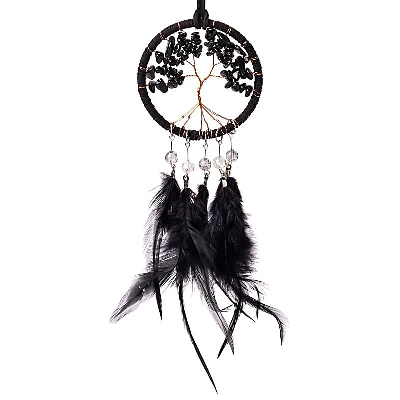 Dreamcatcher Crann na Beatha Jasper Dubh - ± 7x23cm Set As 2 ríomhaire