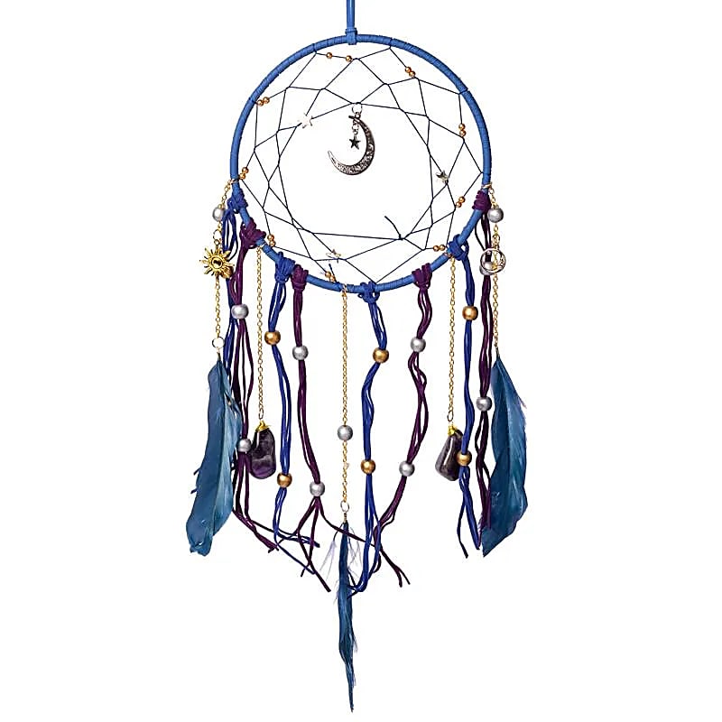 Pingente Lua Dreamcatcher com Ametista Caída – ±16x45cm