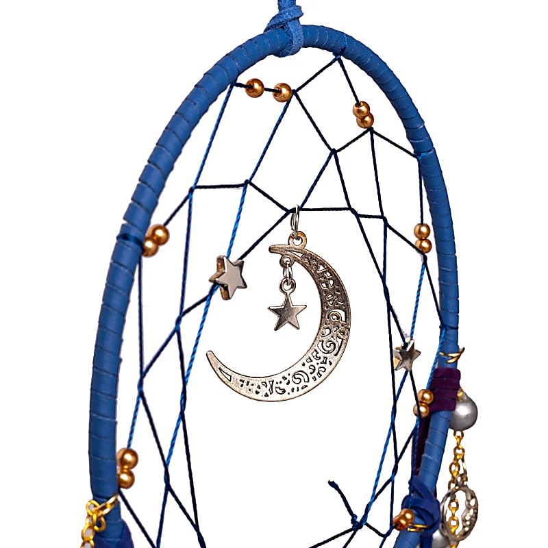 Dromenvanger Maan Hanger Met Getrommelde Amethist – ±16x45cm