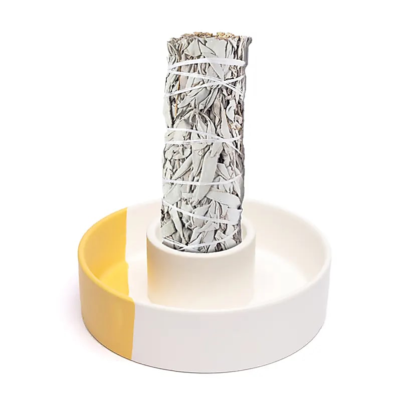 Keramisk fläckbrännare Vit/ockra - 12x3,5 Cm
