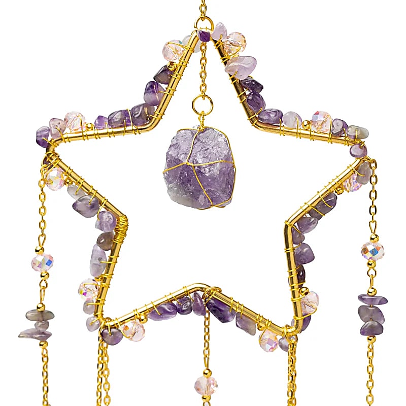 Suncatcher Star Med Ametist - 12x34 Cm