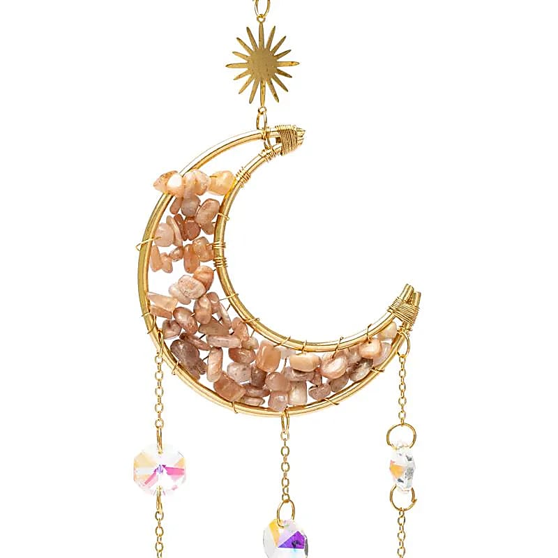 Suncatcher Moon With Pink Moonstone - 8x37 Cm