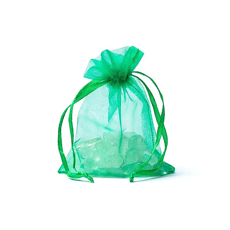 Geanta Cadou Organza Verde Xs --pachet De 20 Buc - 7x9cm