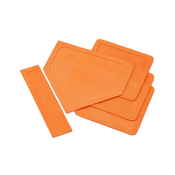 Sæt gummibaseballbaser - 3 baser og 1 multifarvet hjemmebase