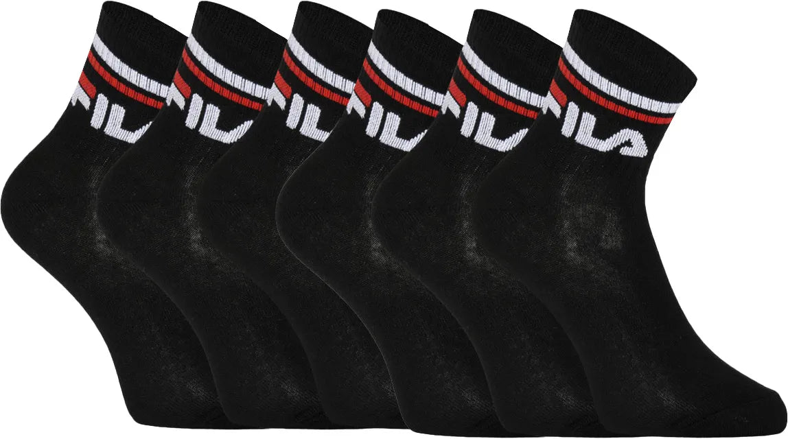 Fila Quarter Sokken 6-Pack Uni Zwart Zwart 35-38