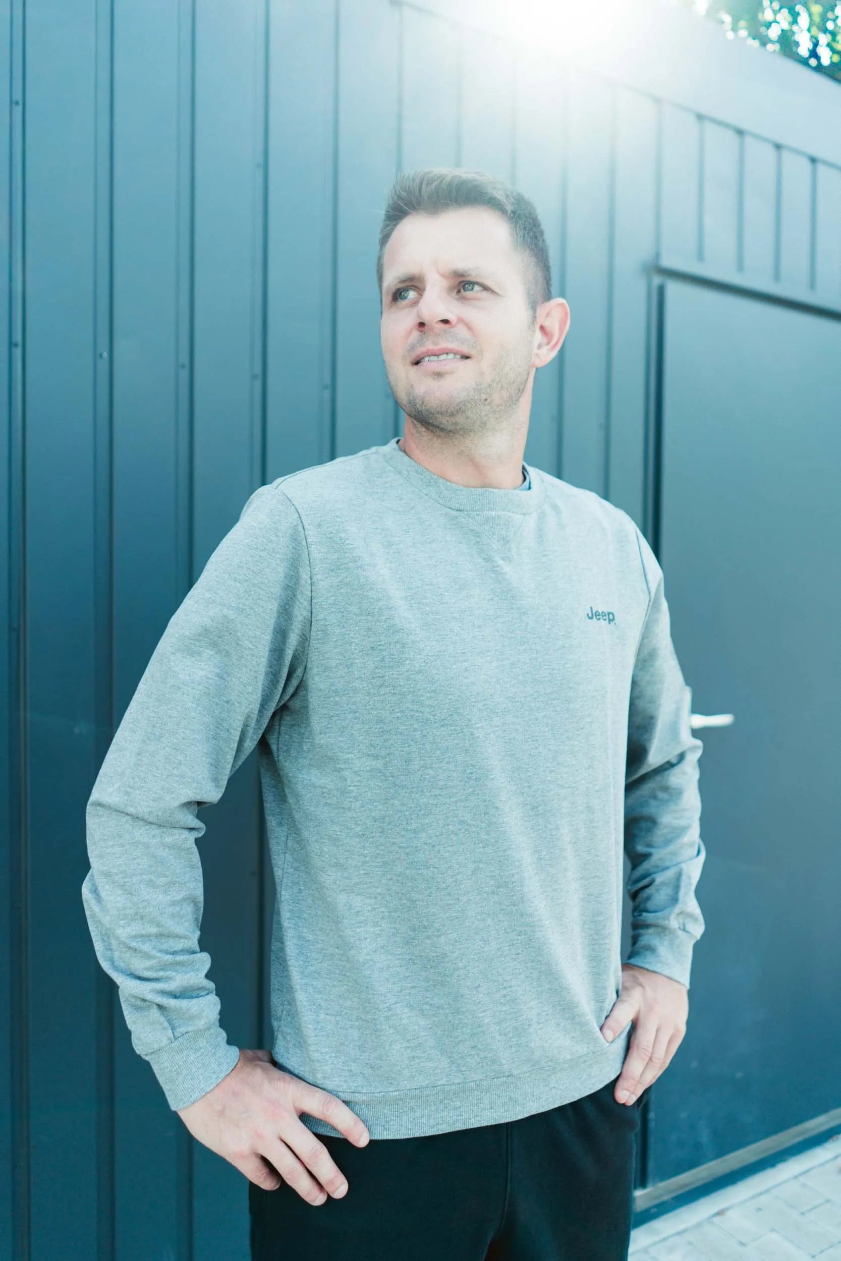 Jeep Herren Rundhals-Sweatshirt Grau