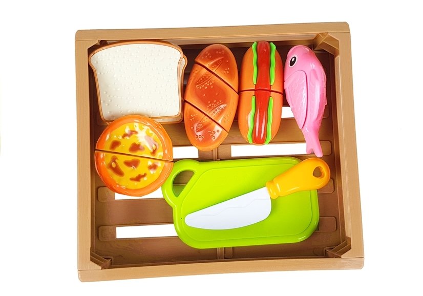 Hot-dog Set For Cutting Indredients In A Basket