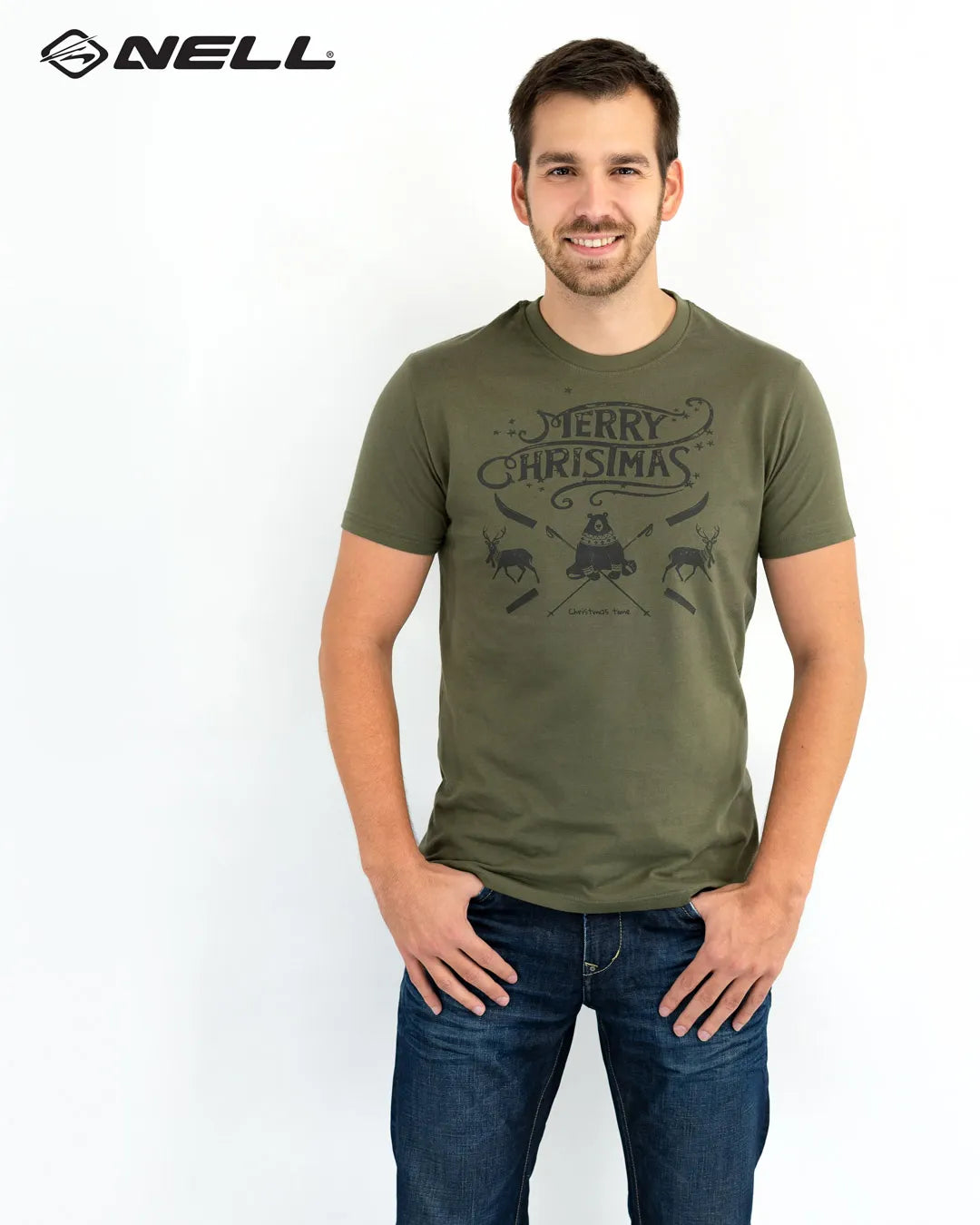 Men's T-shirt Jm Christmas Olive Green