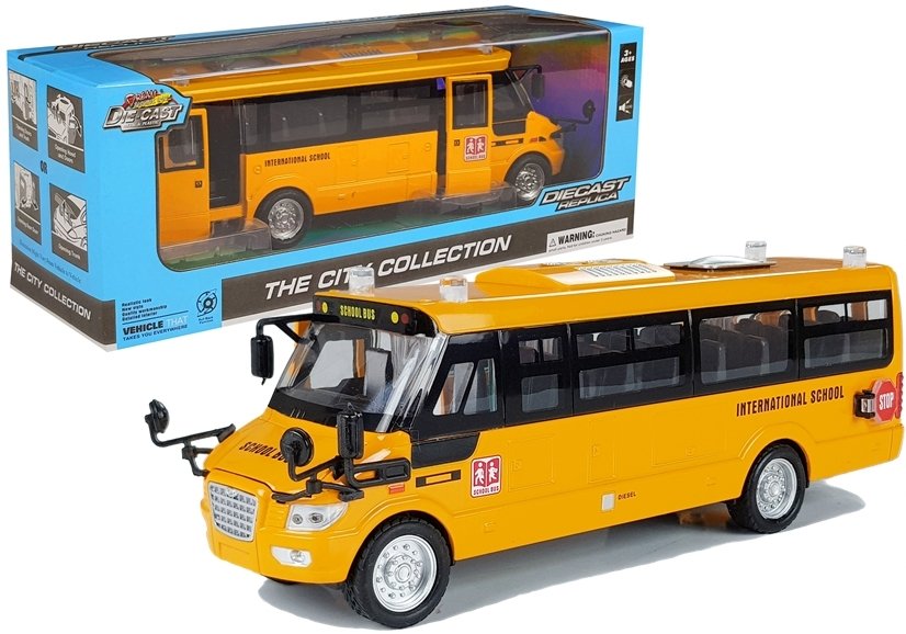 Metal School Bus With Friction Drive Die Cast Model