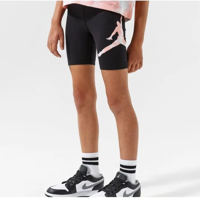 Pantaloni scurți pentru biciclete Nike Jordan Tie Dye pentru fete, negru
