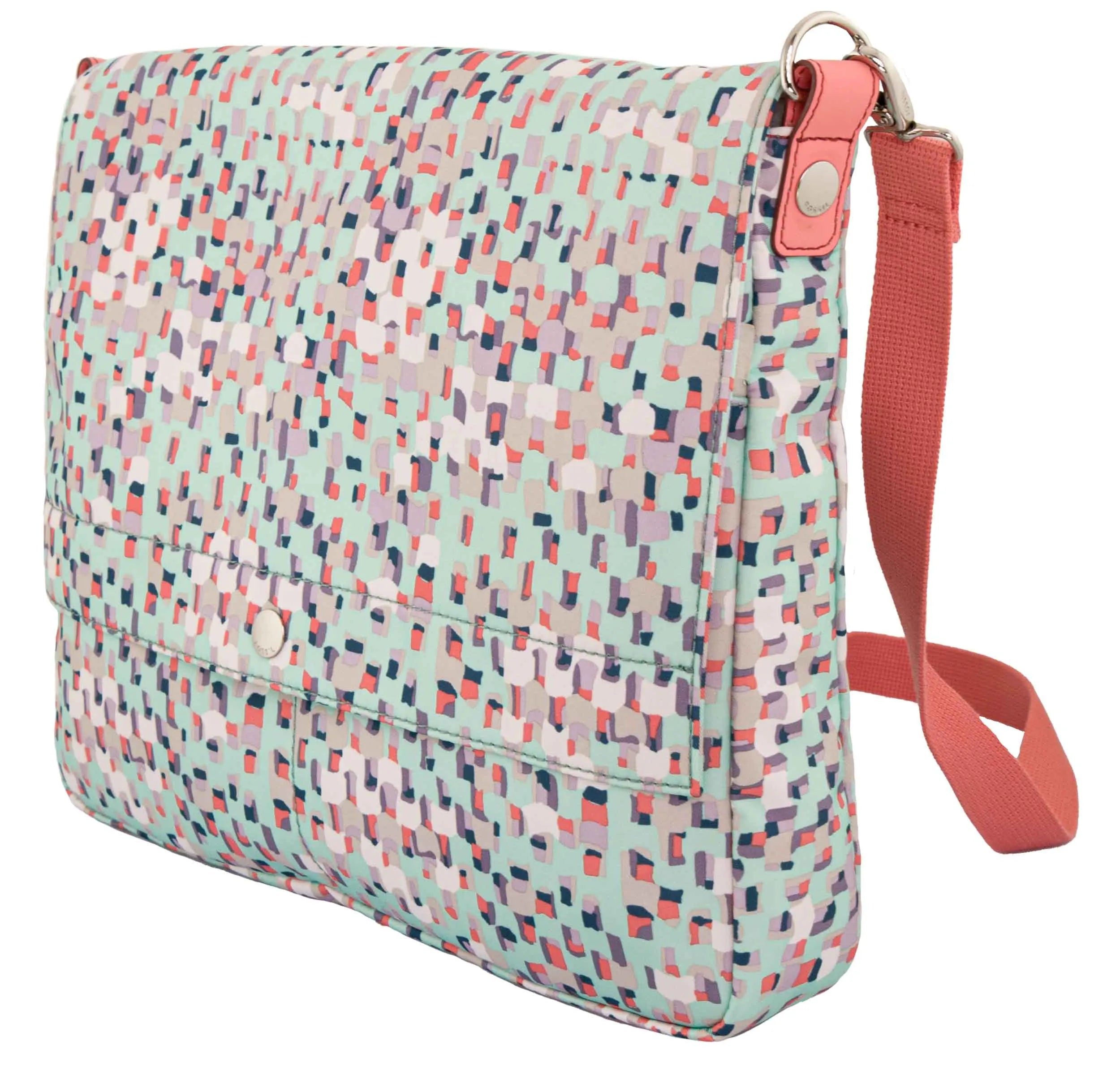 Fossil Wmns Umhängetasche mit Flap Keyer Messinger Multi Color Bl Türkis