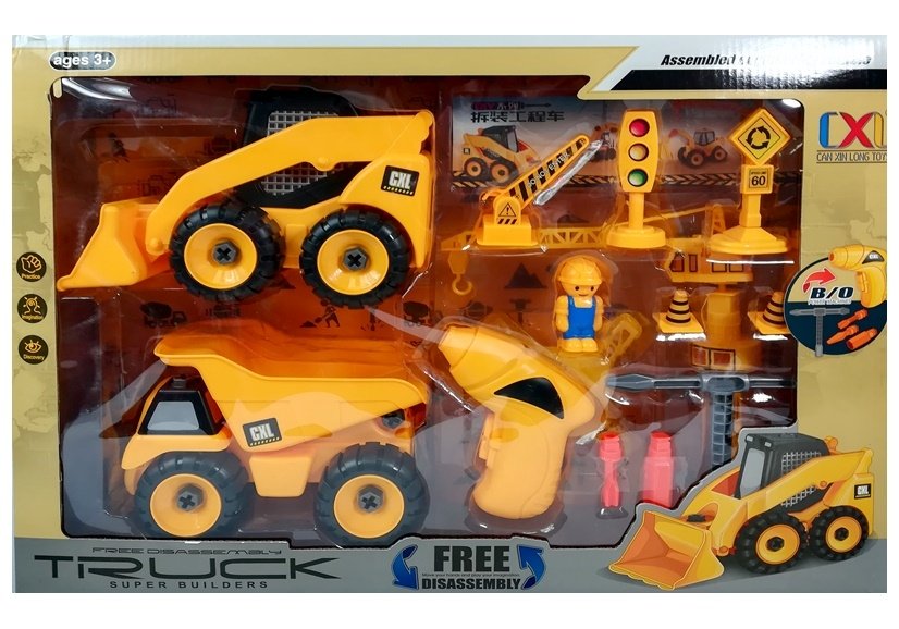 Construction Site Set Excavator Truck Crane