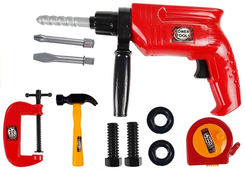 Tool Set In A Case Drill Screws Hammer