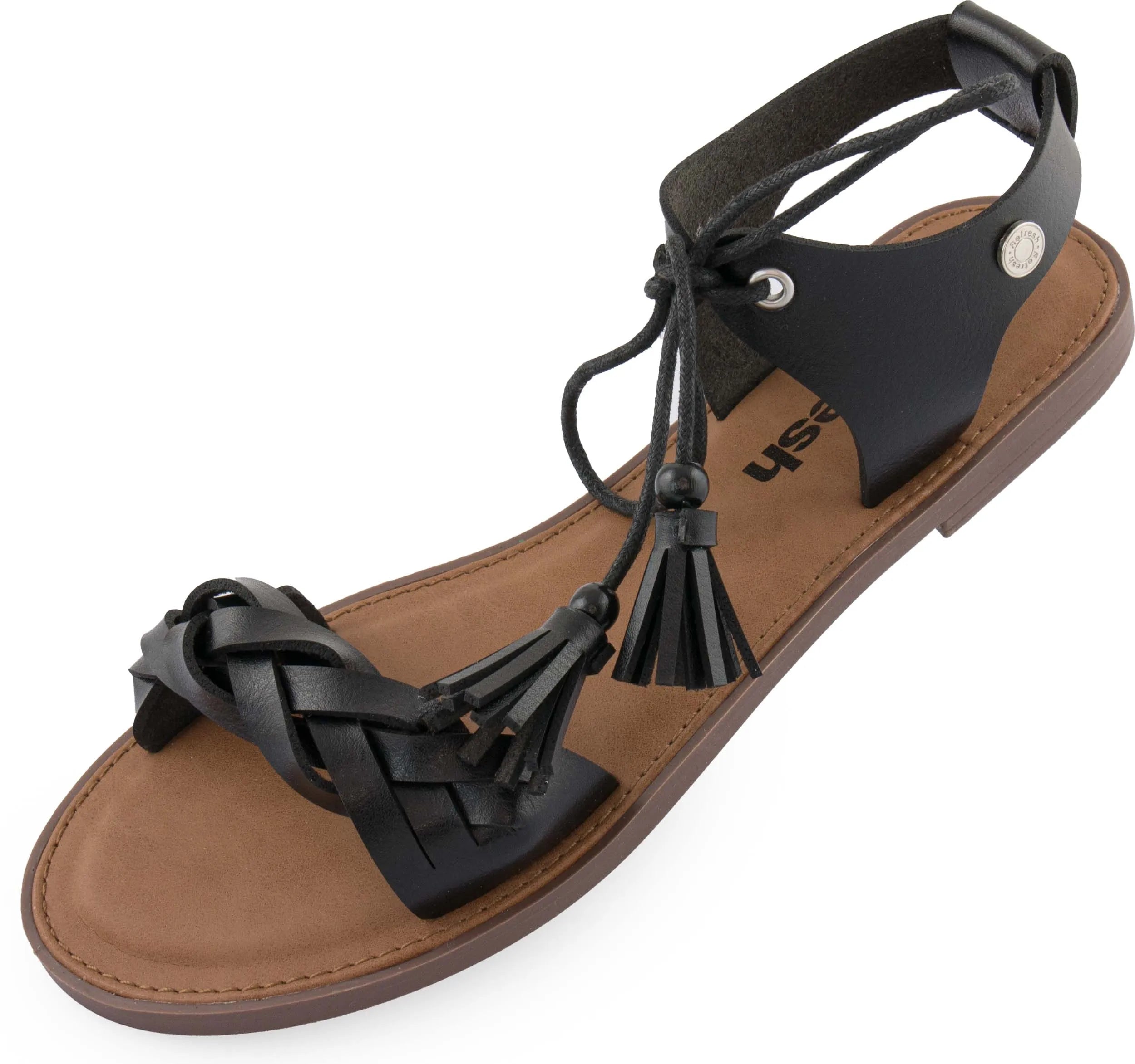 Damensandalen Refresh Niedrige Sandale aus Öko-Leder Schwarz