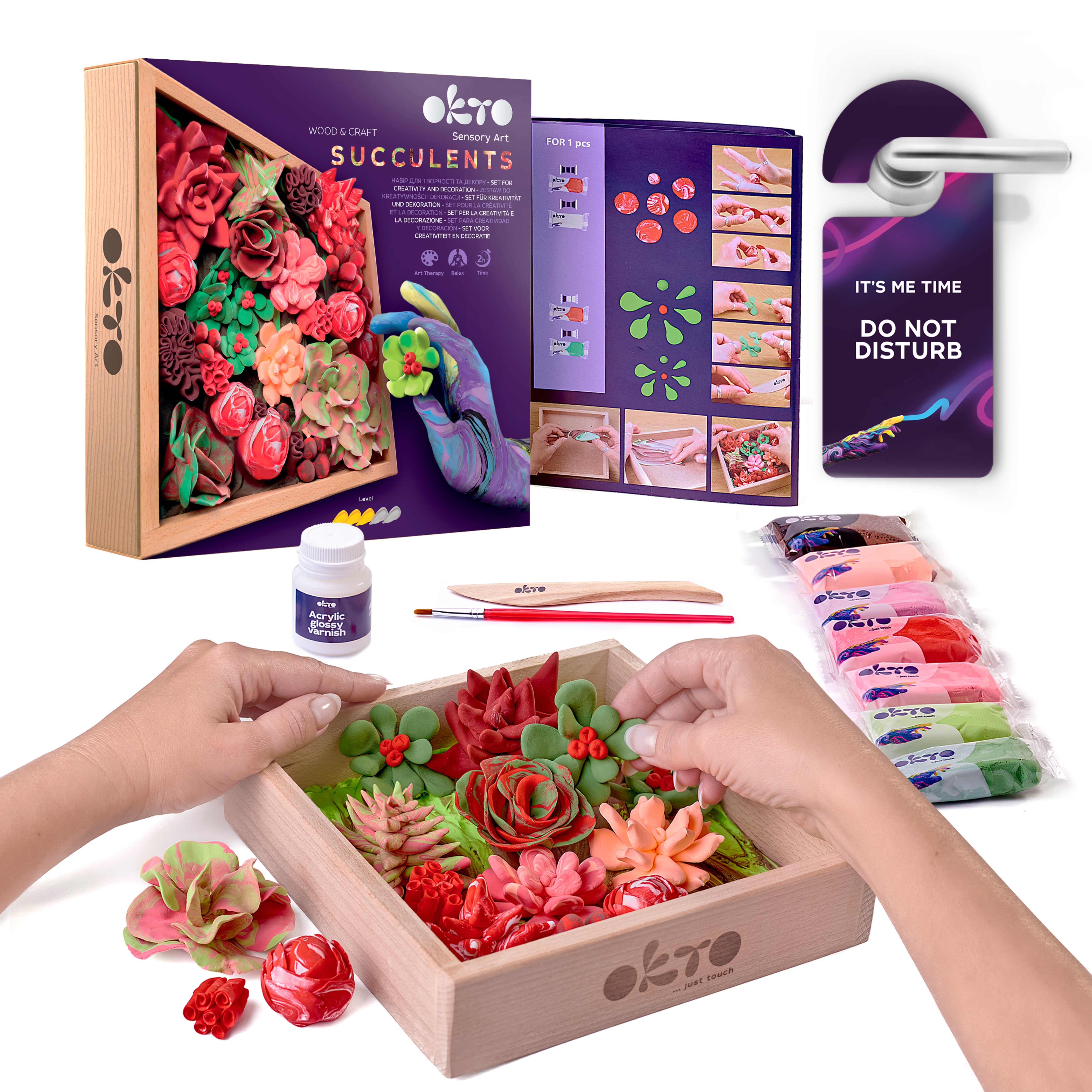 Okto Passion Art Комплект за моделиране Сукуленти в дървена рамка 21x21 см