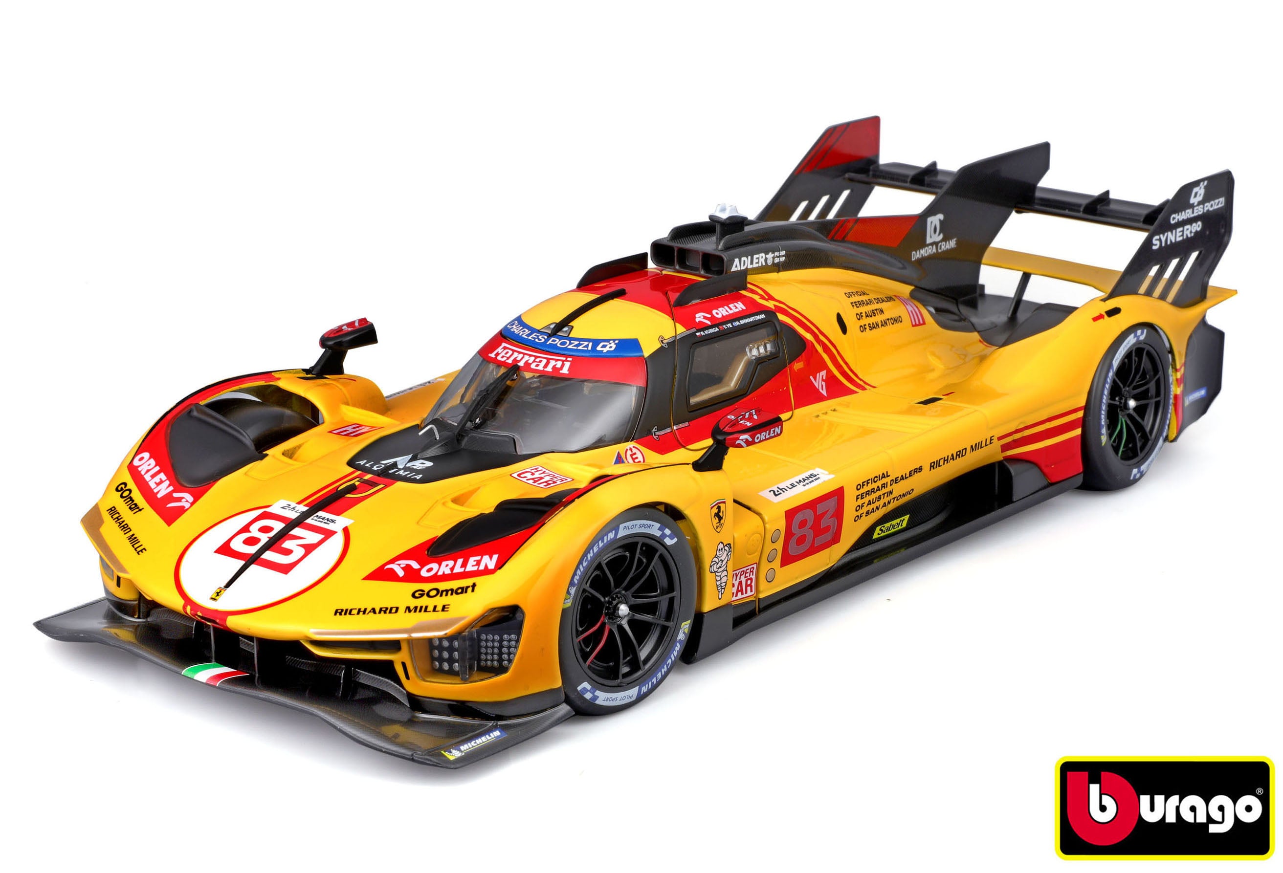 Bburago 1:18 Ferrari Racing 499p Nr.83 Amarelo 24h Le Mans 2024