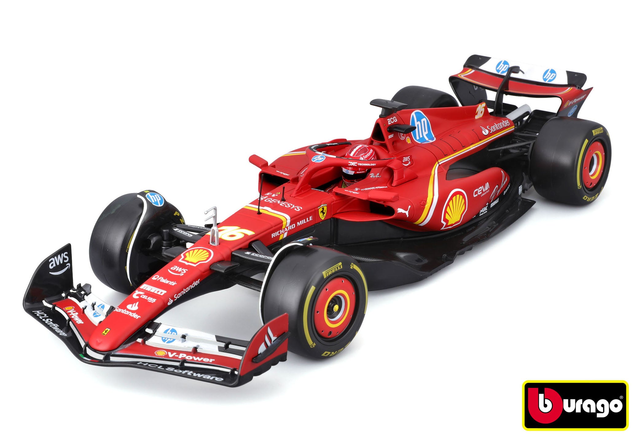 Bburago 1:18 Fórmula F1 Ferrari Scuderia Sf-24 (2024) Nr.16 Charles Leclerc - Com Piloto E Decora