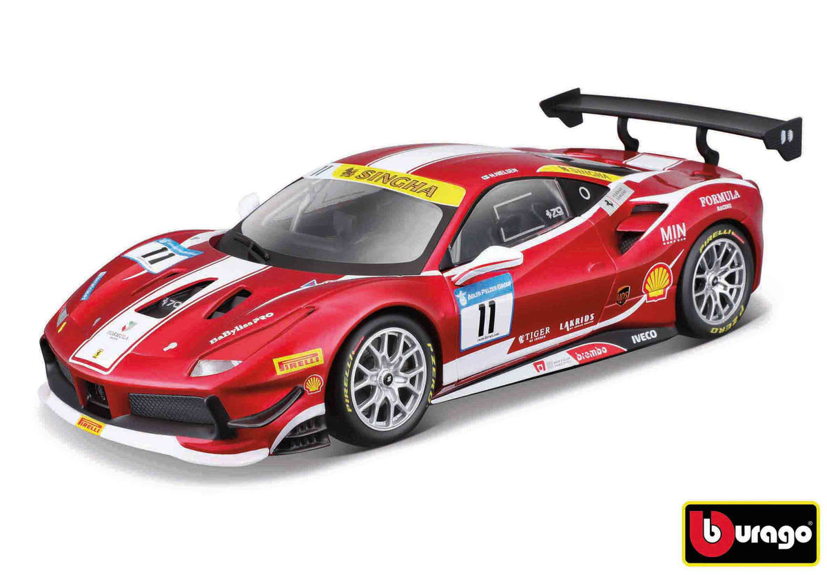 Bburago 1:24 Kit Múnla Rásaíochta Ferrari - 488 Dúshlán (Rásaíocht Foirmle 2017)