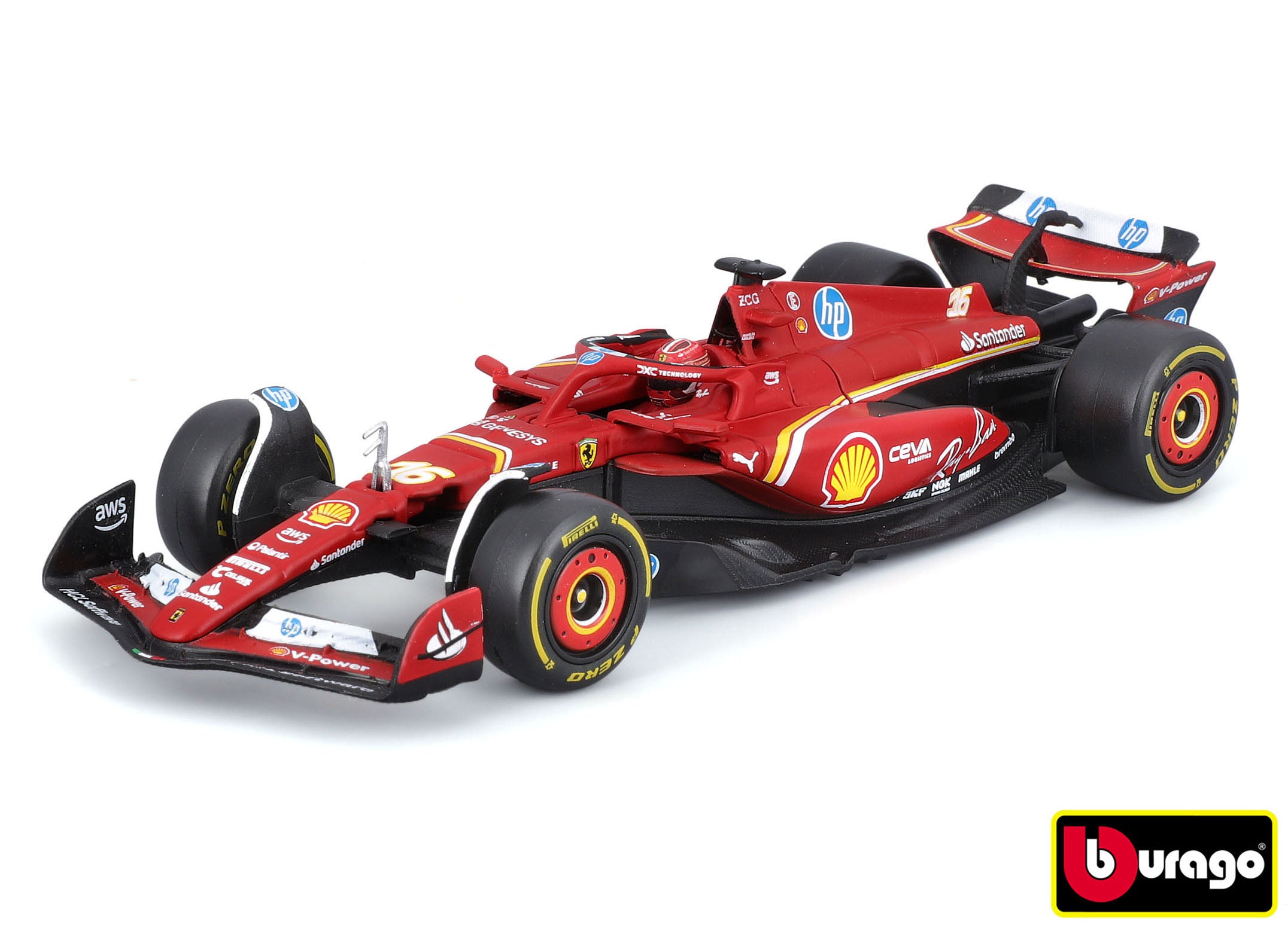 Bburago 1:43 Formule F1 Ferrari Scuderia Sf-24 (2024) Nr.16 Charles Leclerc – S jezdcem a dekorem