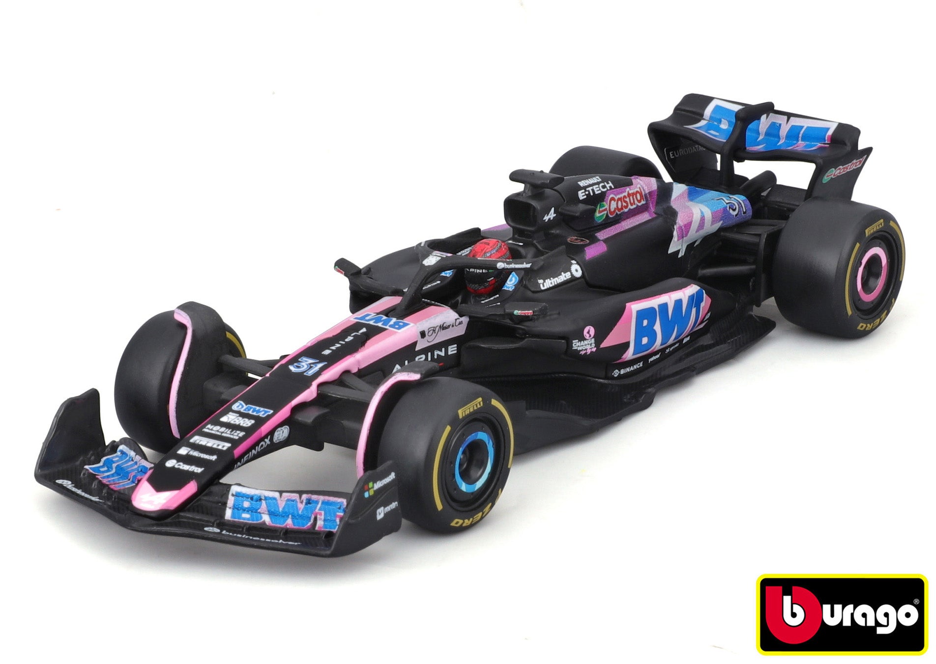 Bburago 1:43 Závod Formule F1 – Bwt Alpine F1 Team A524 (2024) #31 (esteban Ocon) – S jezdcem a D
