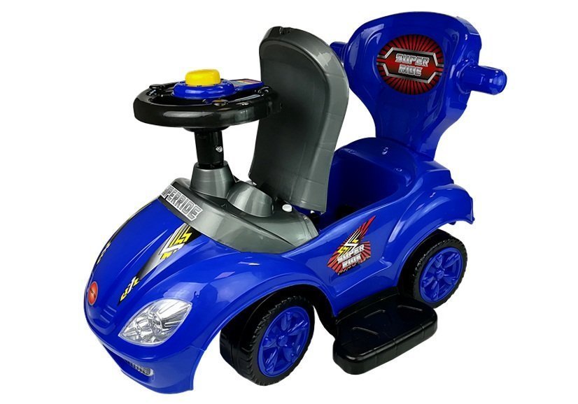 Toddlers Ride On Push Along With Parent Handle Mega Car 3in1 Blue