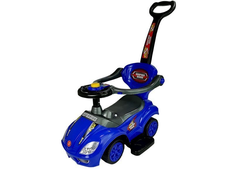 Toddlers Ride On Push Along With Parent Handle Mega Car 3in1 Blue