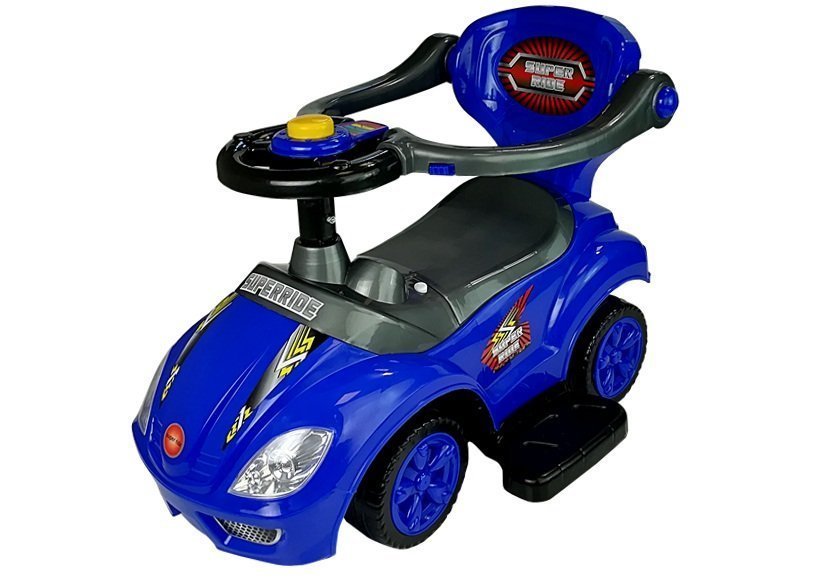 Toddlers Ride On Push Along With Parent Handle Mega Car 3in1 Blue