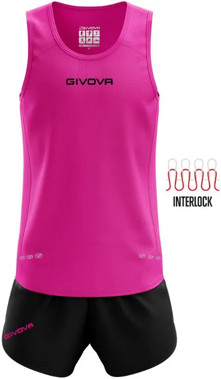 Conjunto Running Givova Kit New York Fuxia-negro Rosa