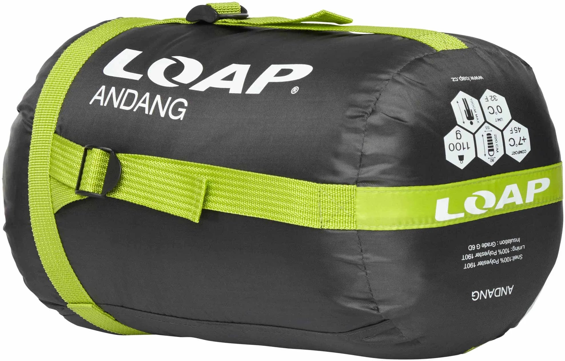 Mumie Spací pytel Loap Andang Blk-grn Černý L-levý zip