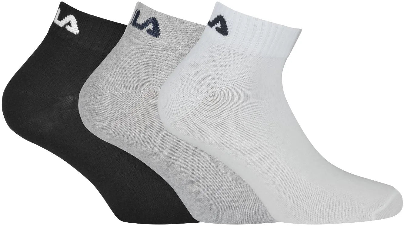 Fila Quarter Socks 3-Pack: Branco/Cinza/Preto 39-42