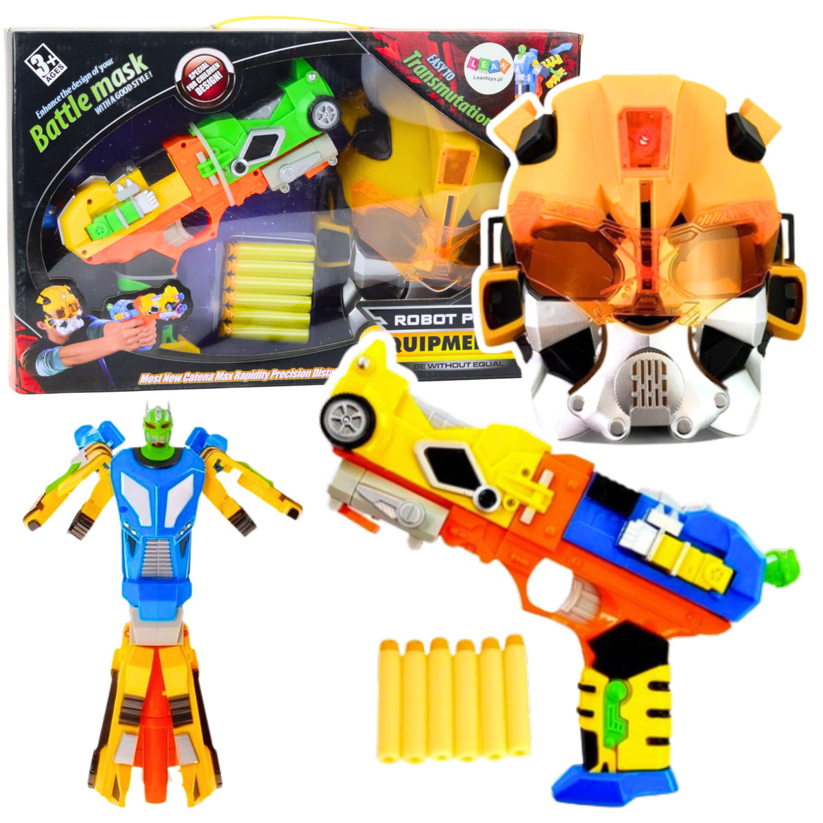 Foam Dart Gun Robot 2 I 1 Maske 6 Dart