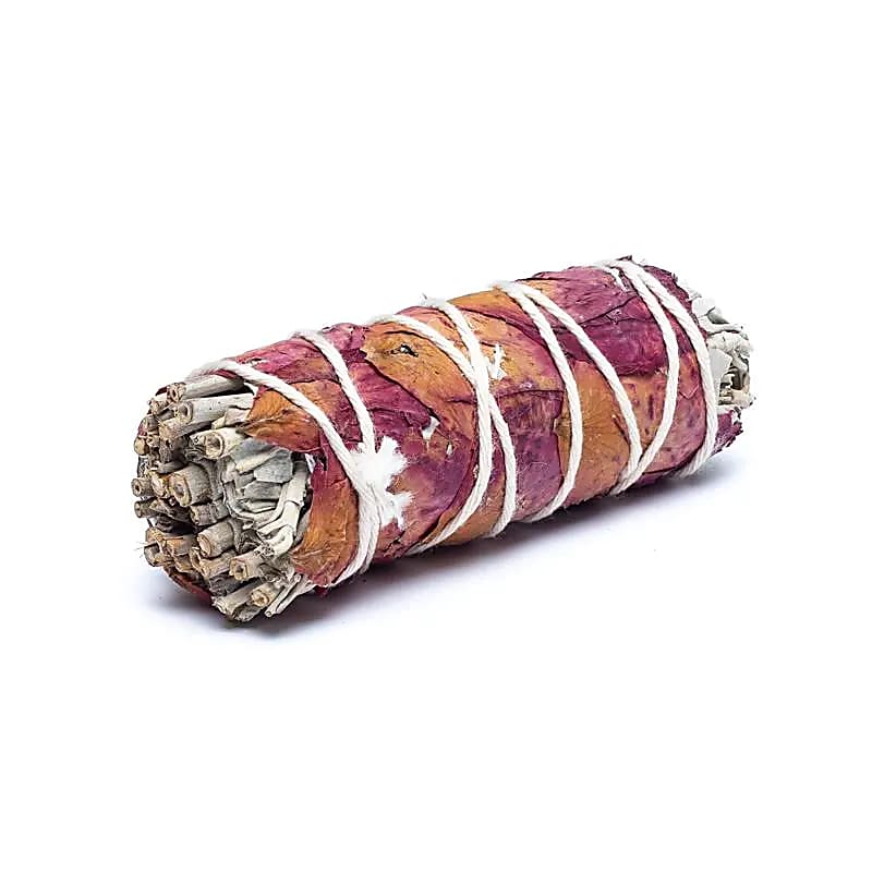 White Sage Smudge With Rose Petals S Set Of 2 - ±10-11cm; ±25-35g