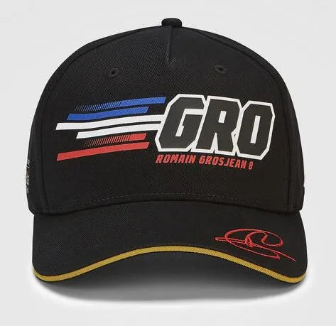 Haas reh f1 fw gr caipín tiománaí dubh