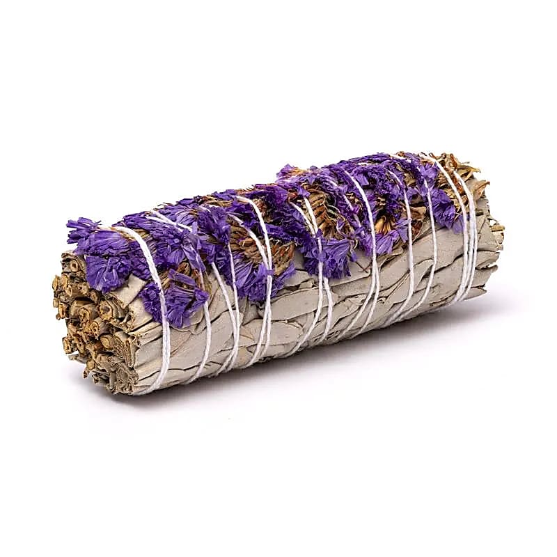 White Sage Smudge With Purple Sinuata Set Of 2 - ±11×3.5 Cm; ±30–40 G