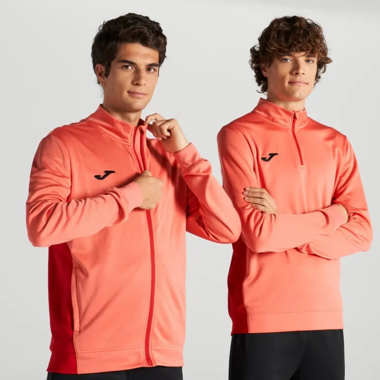 Joma gagnant ii sweat-shirt de sport orange fluor avec fermeture éclair complète m