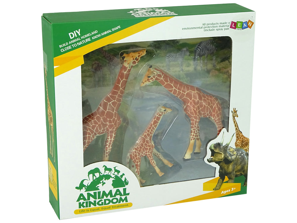 Giraffes Figurines Educational Family 3 Pieces + Africa Background