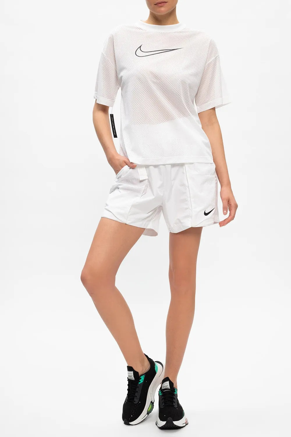 Haut de chemise en mesh Nike pour femme blanc xs