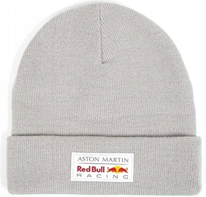 Caipín geimhridh rásaíocht tarbh dearg clasaiceach beanie liath liath