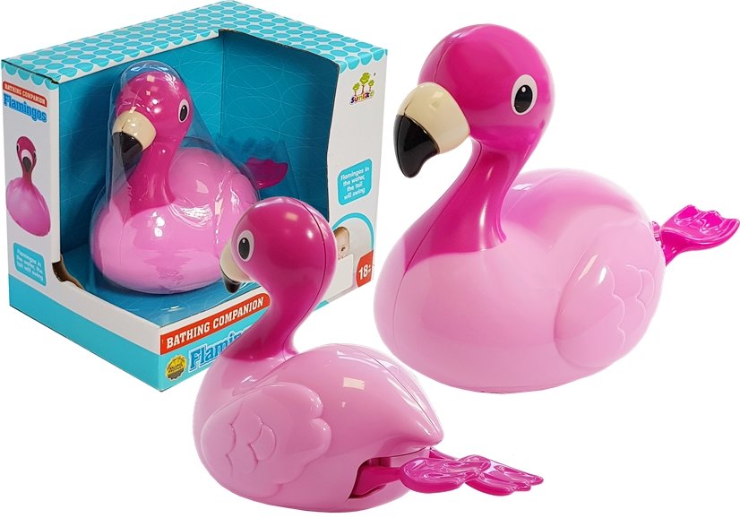 Flamingo de banho flutua na água