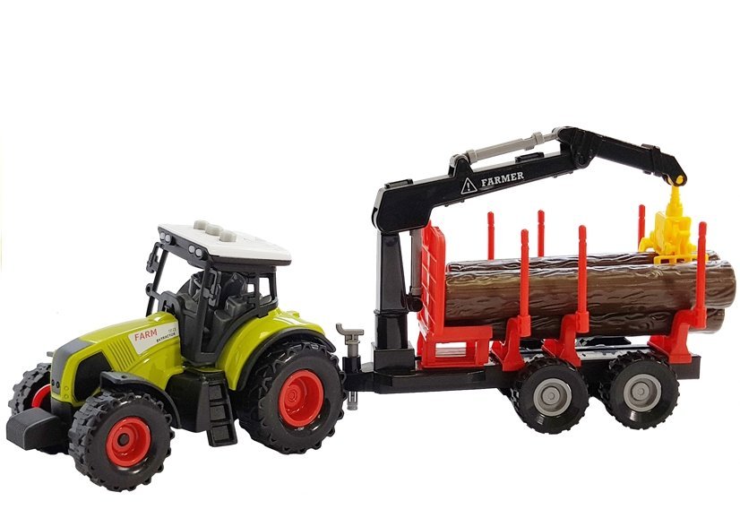 Tractor And Forest Trailer With Wood