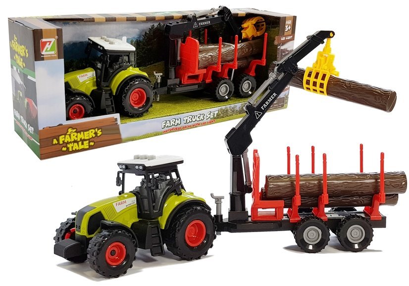 Tractor And Forest Trailer With Wood