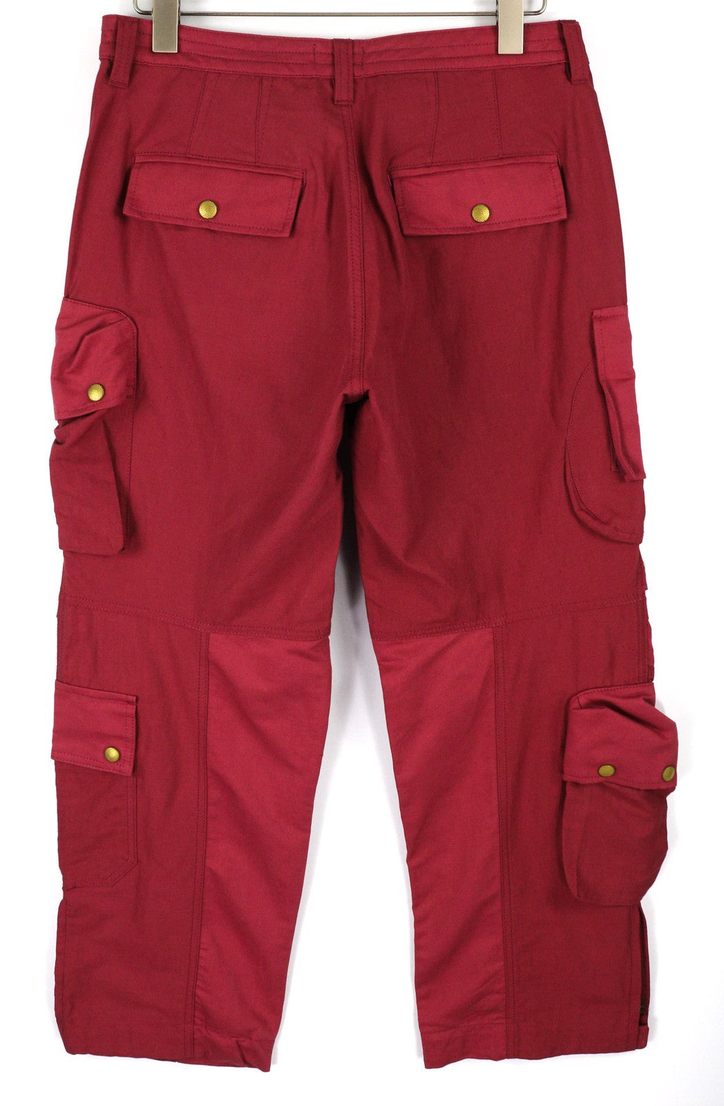 Calça feminina Diesel P-giulia bordô linho cargo largo ajuste Rrp300