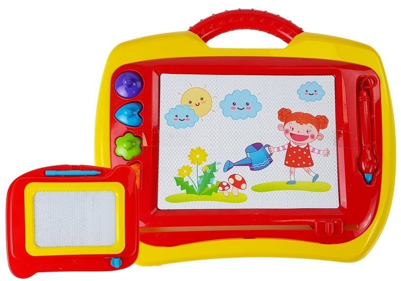 Set Of 2 Magnetic Table With Stamps Blue And Yellow