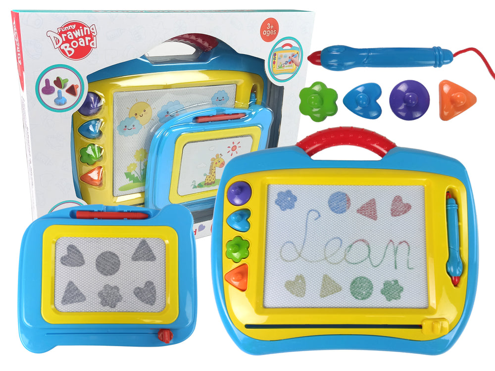 Set Of 2 Magnetic Table With Stamps Blue And Yellow