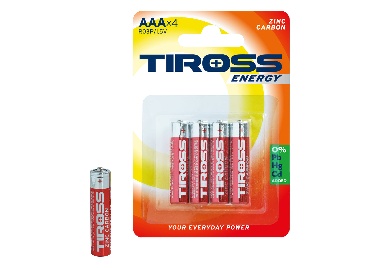 Baterias Aaa (r03p 1,5v) Pacote de zinco-carbono com 4 unidades.