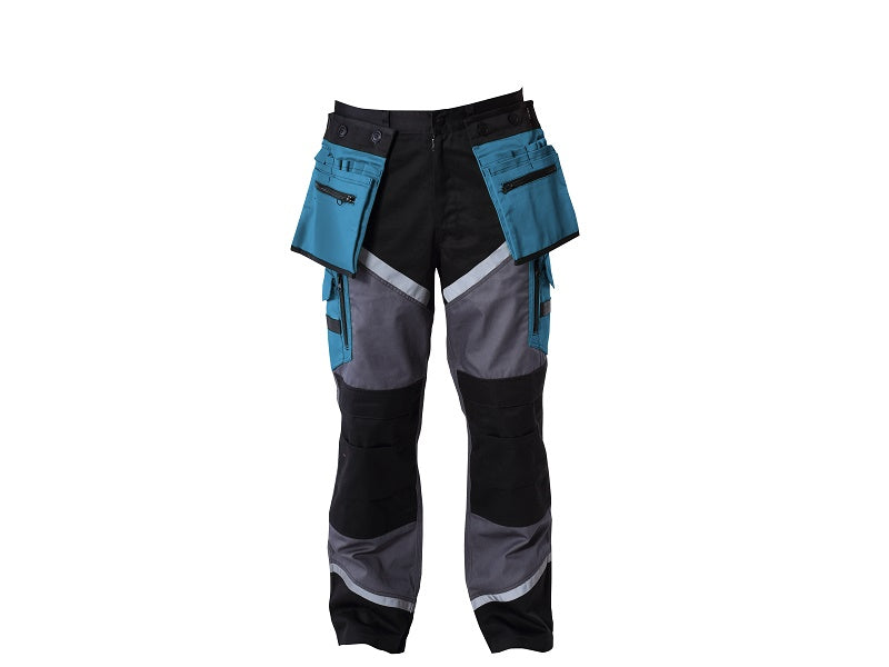 Calça Com Refl. Listras Preto-cinza-turquesa. 3xl Ce Lahti